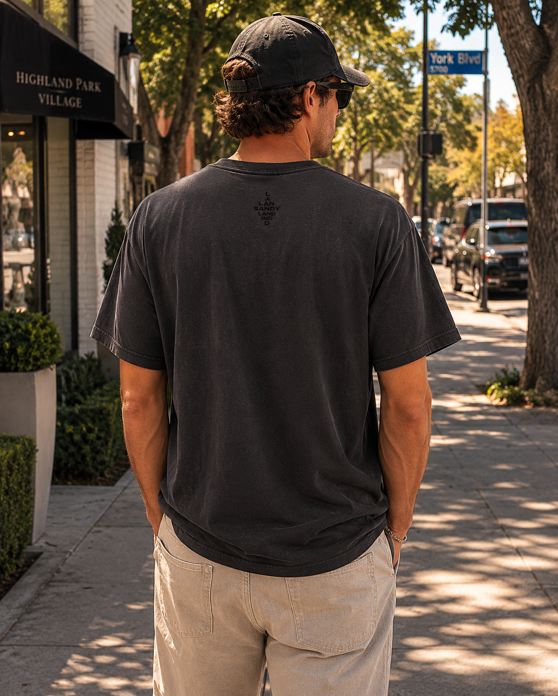SANDYLAND Box Tee — Minimalist Beach Logo T-Shirt