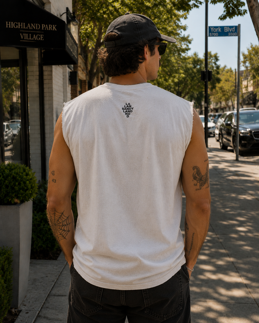 SANDYLAND Box Tee — Minimalist Beach Logo T-Shirt